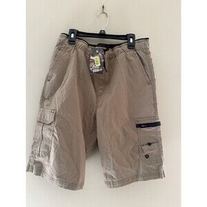 First Wave Shorts Boy's Size 18/20 Biege/Tan Drawstring With Black Trim NWT